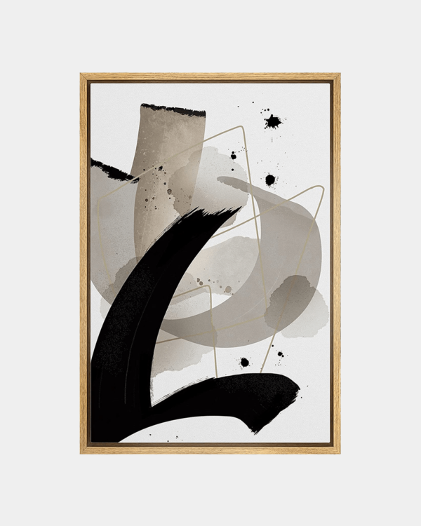 PixonSign Framed Canvas Print Wall Art Gray & Black - 24"x36" Natural