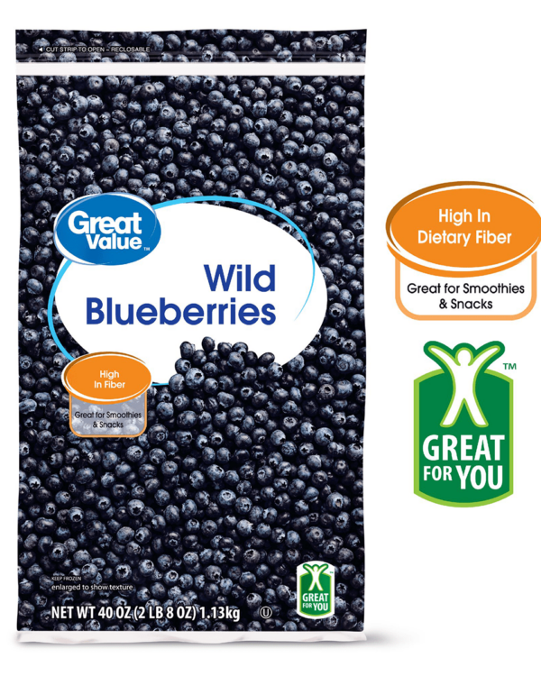 Great Value Frozen Wild Blueberries, 40 oz