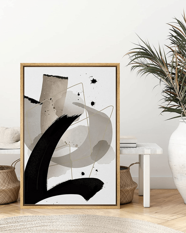 PixonSign Framed Canvas Print Wall Art Gray & Black - 24"x36" Natural