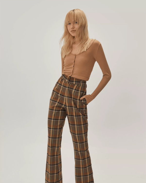 Button Down Long Sleeve Crop Top